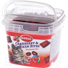 Лакомство для кошек Sanal Cranberry&Chicken Bites / 1578SC (75г)