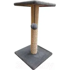 Лежанка-когтеточка Cat House Столбик с полкой 0.7 (сизаль серый)