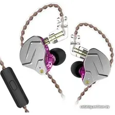 Наушники KZ Acoustics ZSN Pro (с микрофоном, серебристый/фиолетовый)