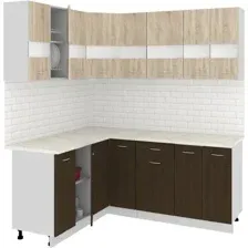 Готовая кухня Кортекс-мебель Корнелия Экстра 1.5x1.9м (дуб сонома/венге/королевский опал)