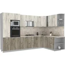Готовая кухня Интерлиния Мила Лайт 1.88x3.2 правая (дуб белый/дуб серый/малага)