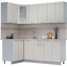 Готовая кухня Интерлиния Мила 12x20 (персидский жемчуг/персидский жемчуг/травертин серый)