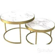 Журнальный столик Stolline Эрвин (белый мрамор/золотой)
