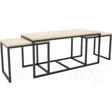 Журнальный столик Hype Mebel Трио 40x100-200 (черный/древесина белая)