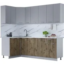 Готовая кухня Интерлиния Мила Лайт 1.2x2.3 (серебро/дуб веллингтон/белый гранит)