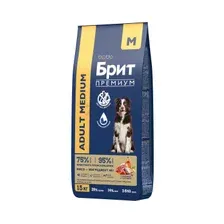 Сухой корм для собак БРИТ Premium Medium телятина и индейка 15 кг (5063185)