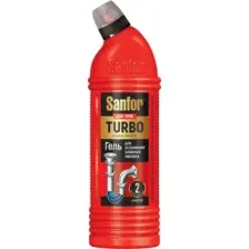 Средство для устранения засоров Sanfor Turbo Гель для прочистки канализационных труб (750мл)