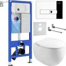 Унитаз подвесной Roxen Egg в комплекте с инсталляцией StounFix Dual Fresh 6 в 1 964205 (кнопка: хром