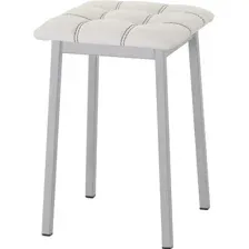 Табурет AMC Comfort 7К5.12 (кожзам, белый/серебристый)