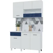 Готовая кухня Горизонт Trend 1300 (холст сапфир/холст молоко)