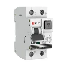 Дифавтомат EKF PROxima АВДТ-63 1P+N 25А 30мА С тип А 6кА (DA63-25-30e)