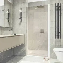 Душевая дверь MaybahGlass 198x90 MGD-809-1 (бесцветное/белый матовый)