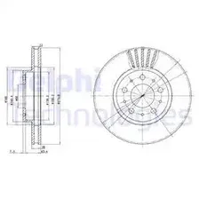 Тормозной диск DELPHI BG2841 вентилируемый , передняя ось