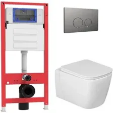 Унитаз подвесной Oliveeka OL-MQ-003 + OL-G1 + OL-R22-BGM (матовый оружейный металл)