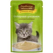 Консервированный корм для кошек Деревенские лакомства Отборный цыпленок — паштет для котят 70 г