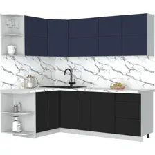 Кухонный модуль Интерлиния Мила Матте 1.5x2.3 А (индиго/черный/белый гранит)