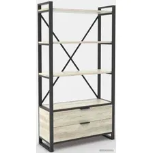Стеллаж Hype Mebel Стандарт Люкс 50x200 (черный/древесина белая)