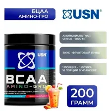 БЦАА комплекс USN BCAA Amino-GRO со вкусом Фруктовый пунш, 200 грамм