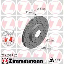 Тормозной диск ZIMMERMANN 285.3527.52 вентилируемый, перфорированный , передняя ось