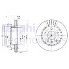 Тормозной диск DELPHI BG2384 вентилируемый , передняя ось