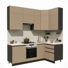 Готовая кухня ВерсоМебель Эко Премиум 1.2x2.2 правая (глиняный серый/ст. мрамор лацио)