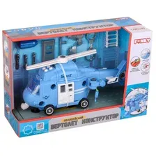 Полицейский вертолет-конструктор свет звук 32см Funky toys голубой