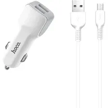 Автомобильное зарядное Hoco Z23 microUSB (белый)