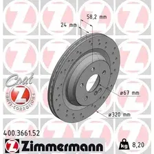 Тормозной диск ZIMMERMANN 400.3661.52 вентилируемый, перфорированный , задняя ось