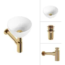 Умывальник Lauter 21601E + клапан 21190G + сифон 21635G (золото)