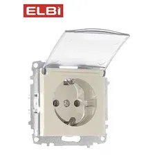 Розетка с крышкой с/з, кремовый, EL-BI Zena-Vega 609-010300-218