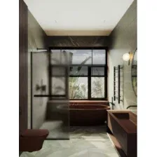 Душевая стенка MaybahGlass 89x195 MGD-734-6у (бронзовое матовое стекло/черный)