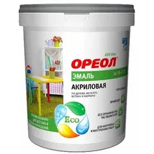 Эмаль Ореол Акриловая матовая 0.9 кг (белый пластик)