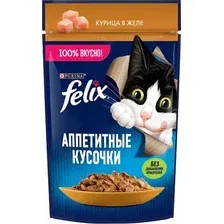Пресервы Felix Аппетитные кусочки с курицей и томатами в желе 75 г