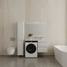 Symbolite Тумба с умывальником Даллас 110 Люкс Plus + Estetus Даллас 110x48 (подвесная, правый, эмаль белый)