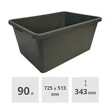 Контейнер строительный прямоугольный 90 л усиленный (таз строительный) RV Plast (0211)