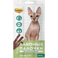 Лакомство для кошек Мнямс Лакомые палочки с кроликом и уткой 15 г (3 шт)