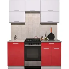 Готовая кухня Интерлиния Мила Gloss 50-17 (белый/красный глянец)