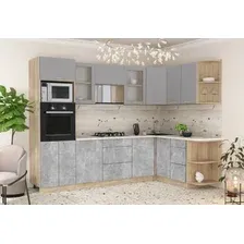 Готовая кухня Интерлиния Мила 1.68x2.8 правая (серебристый/бетон/бискайская сосна)