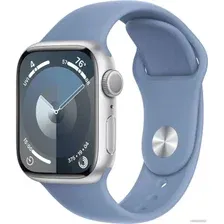 Умные часы Apple Watch Series 9 41 мм (алюминиевый корпус, серебристый/зимний синий, спортивный силиконовый ремешок S/M)