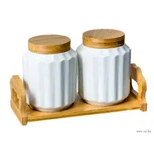 Набор банок для сыпучих продуктов Бамбук (2 шт.)