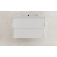 Тумба с умывальником Symbolite Лима 80 Line Plus 2 ящика + Line 80x48 (подвесная, белый матовый/жасмин)