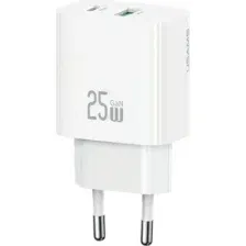 Адаптер питания сетевой Usams T65 25W AC Dual-Port Fast Charger / CC315TC02 (белый)