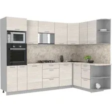 Готовая кухня Интерлиния Мила Лайт 1.68x2.8 правая (вудлайн кремовый/вудлайн кремовый/малага)
