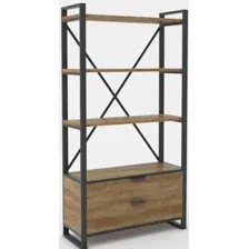 Стеллаж Hype Mebel Стандарт Люкс 50x170 (черный/дуб галифакс олово)