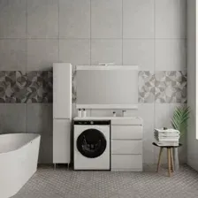 Symbolite Тумба с умывальником Даллас 110 Люкс Plus 3 ящика + Даллас 110x48 (правый, белый)