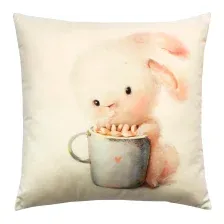 Подушка декоративная MATEX Fluffy. Зайка и кофеек / 62-363 (молочный/светло-серый)