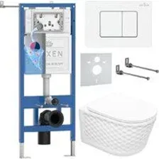 Унитаз подвесной Roxen Vine Tornado в комплекте с инсталляцией StounFix Dual Fresh 6 в 1 868653 (кно