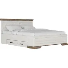 Двуспальная кровать Black Red White Marselle LOZ160х200 с ящиками (ясень снежный/дуб сонома темный/ясень снежный)