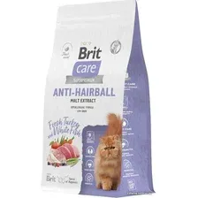 Сухой корм для кошек Brit Care Superpremium Anti-Hairball с белой рыбой и индейкой (вывод шерсти) 1.5 кг