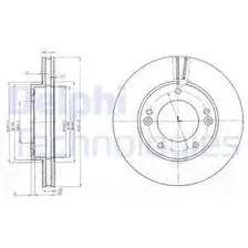 Тормозной диск DELPHI BG3858 вентилируемый , передняя ось